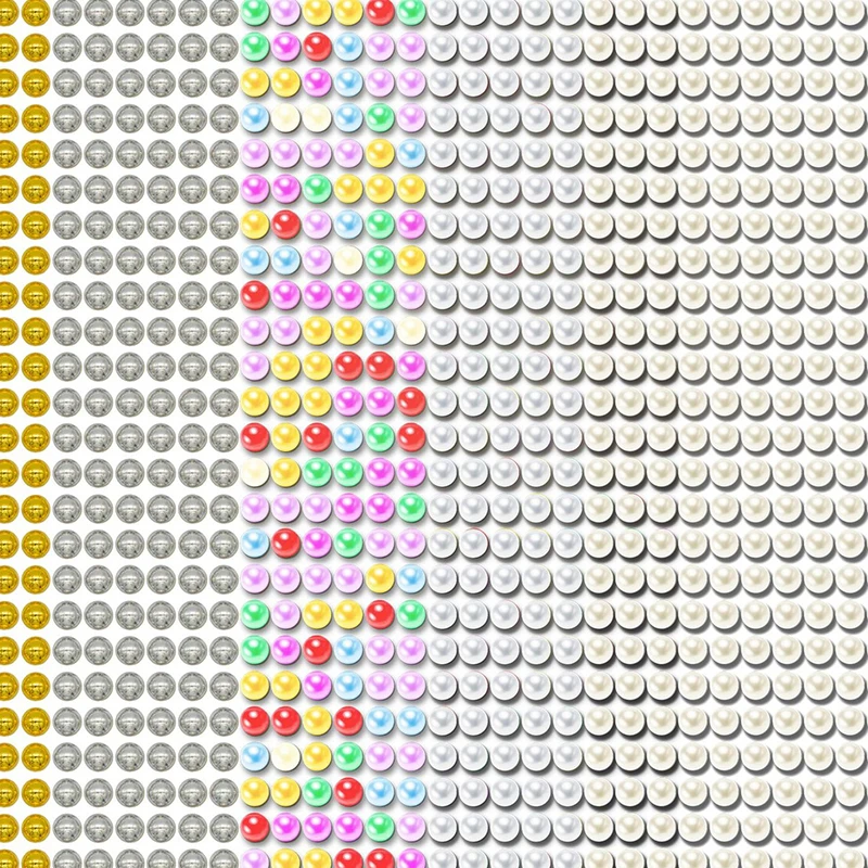 4PCS Pearl Sticker 3mm/4mm/5mm/6mm White/Beige/Color Pearl Sticker Decor Rhinestones DIY Charm Clothes Nails Home Accessories