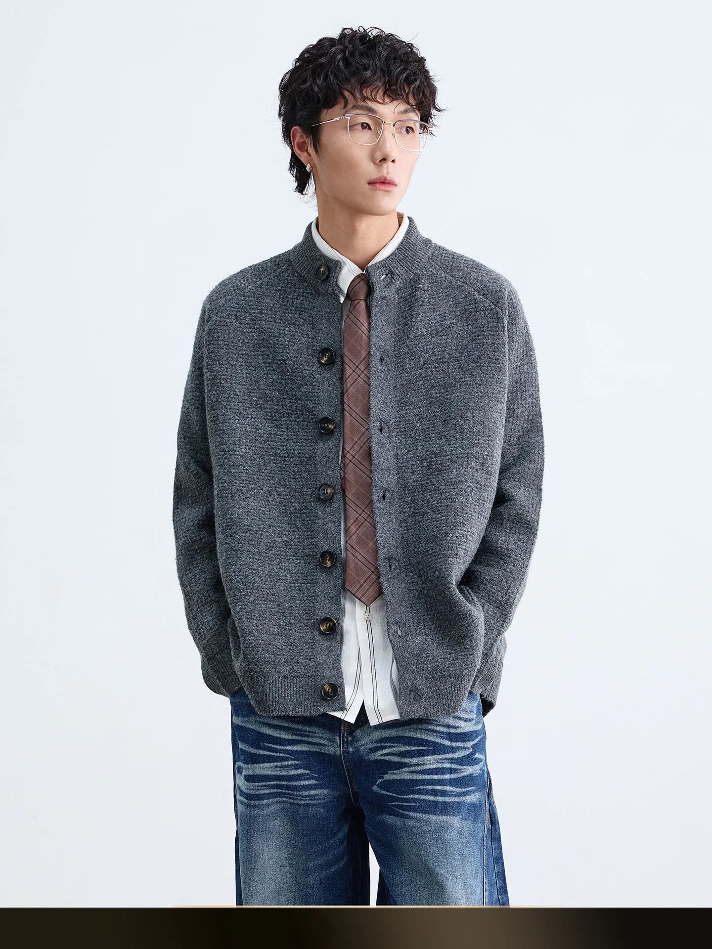 

Американский ретро-кардиган на пуговицах однотонного цвета, повседневный вязаный свитер для пар, осенний теплый функциональный кардиган