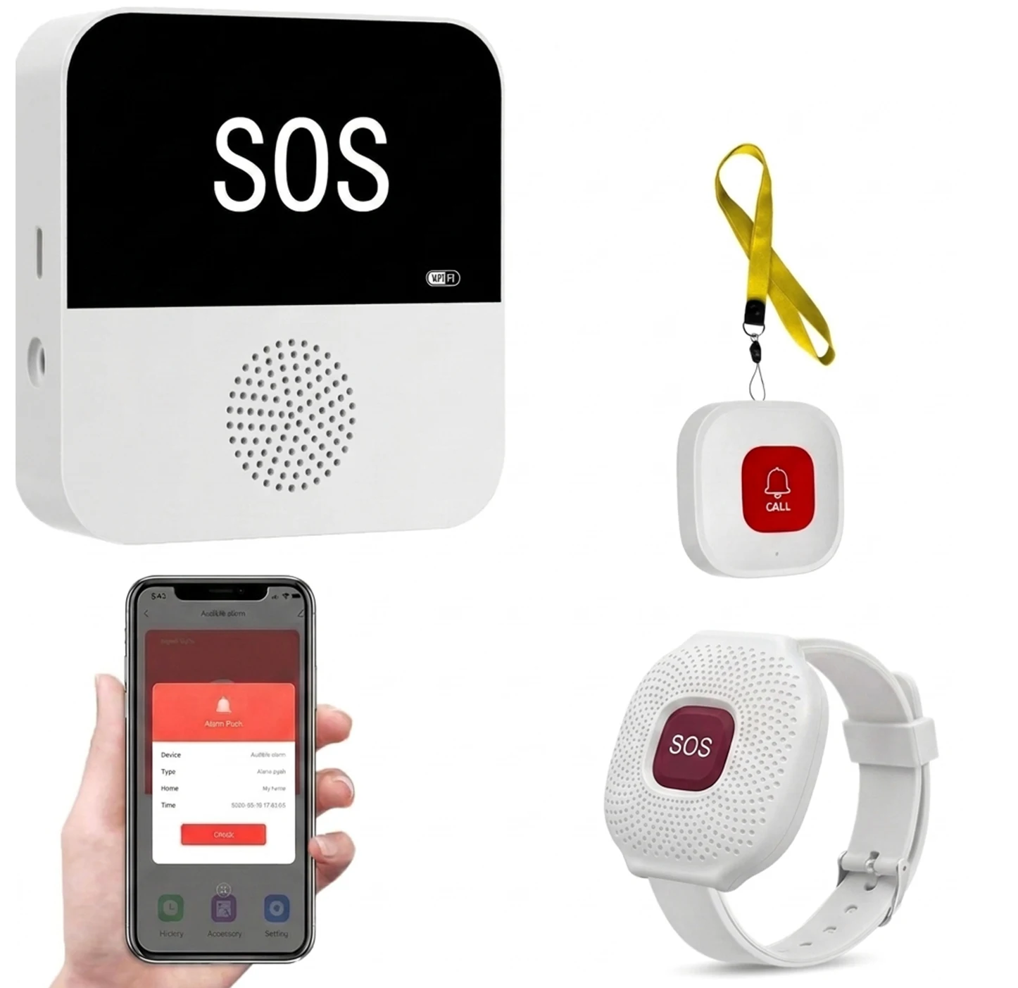 Tuya Smart WiFi SOS Emergency Medical Alert System Elderly Caregiver Pager Call Button for Seniors Patients At Home