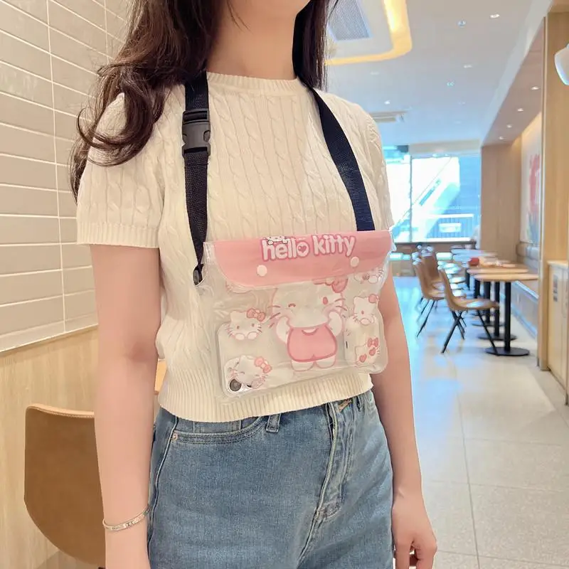 อะนิเมะกระเป๋าแม่ Sanrio สาวการ์ตูนโทรศัพท์มือถือขนาดใหญ่กระเป๋ากันน้ํา Cinnamoroll Kuromi กระเป๋าสะพายว่ายน้ําชายหาดกระเป๋า