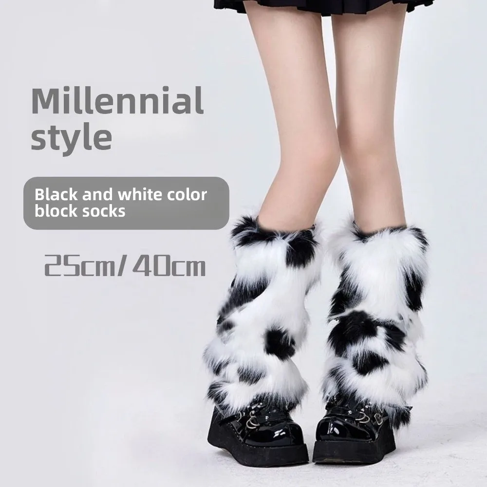 

Kawaii Faux Fur Furry Leg Warmers Thickened Japanese Style Long Tube Sock Foot Cover Warm Lolita Boots Cover Spicy Girls