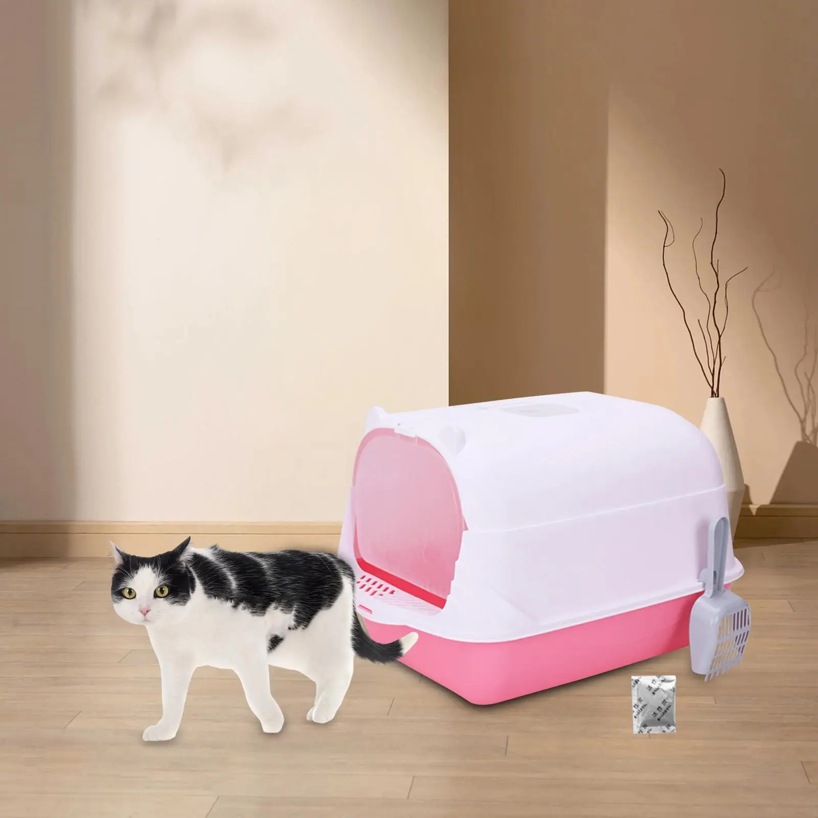 WC cerrado para gato: bandeja anti-salpicaduras y portátil - imagen 5