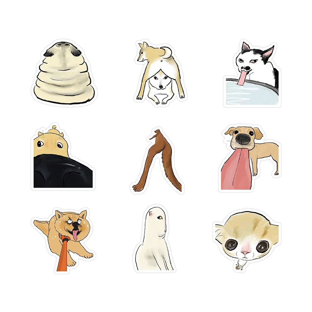 

10/30/50/120PCS Spoof Dog Cat Stickers Animal Graffiti Sticker Cartoon Decals DIY Luggage Laptop Phone Car Bike Skateboard Toy