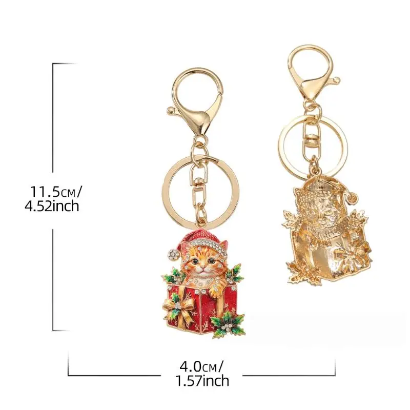 Niedlicher Weihnachtsgeschenk-Box Katzen-Schlüsselanhänger für Frauen und Männer, 2-farbig, Neujahrs-Schlüsselanhänger, modischer Schmuck, Geschenke – Detail 8
