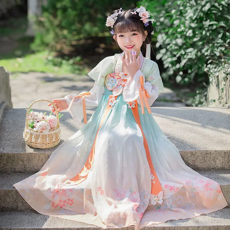 Folk Tang Suit Fairy Performance Clothing Hanfu For Baby Girls Chinese Traditional Dress Hanbok Ancient Chinese Costume Child