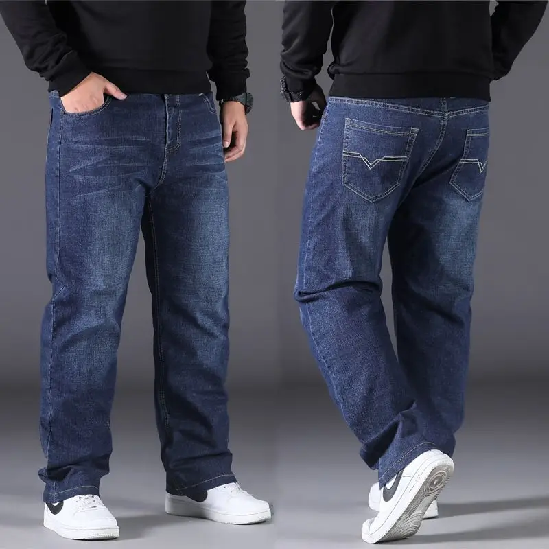 Oversized Jeans Men Spring and Autumn Loose Straight Plus-Sized Plus-Sized Casual Men Clothing Long Pants 2023 New