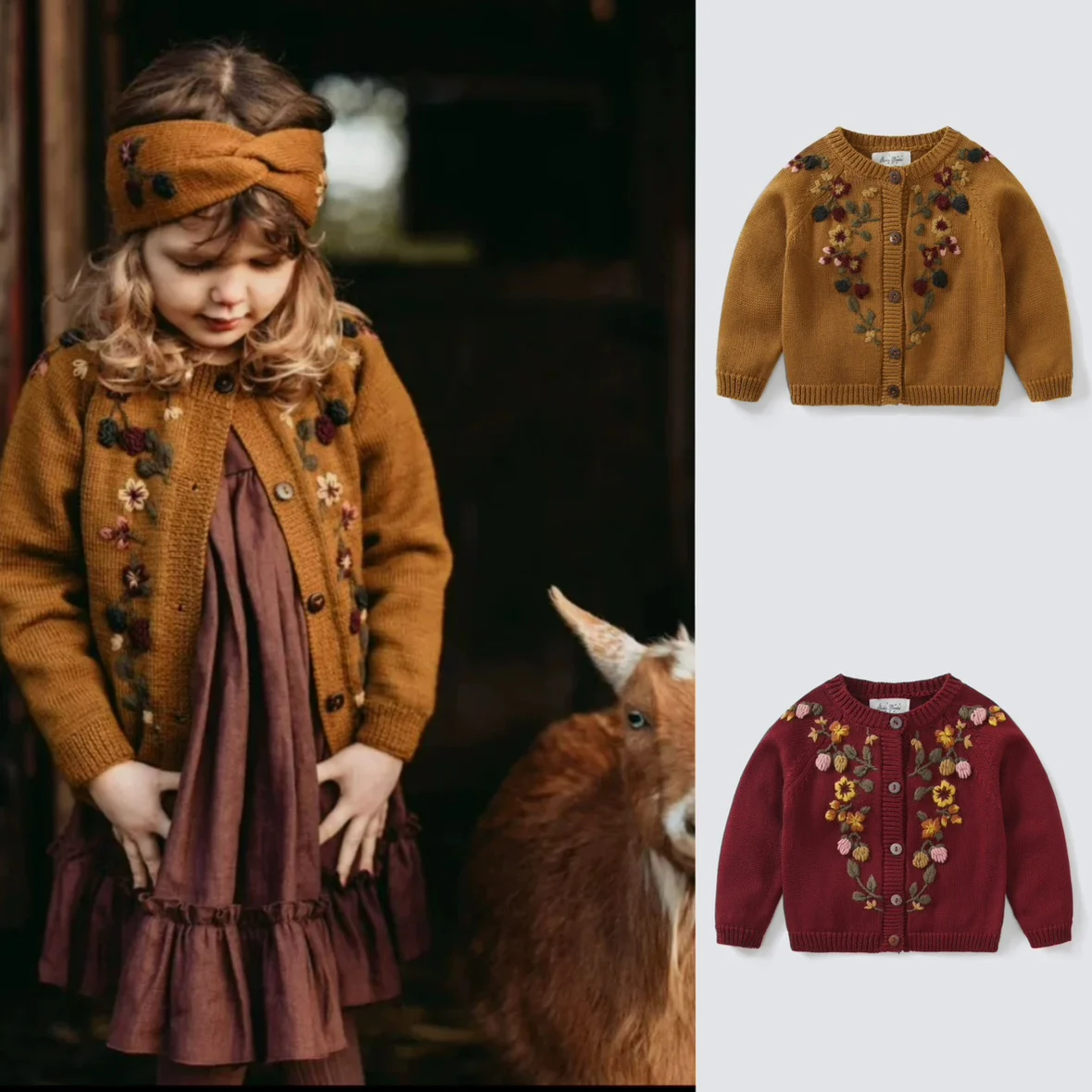 

Jenny&Dave Hot selling 2023 autumn/winter new products for children: Blackberry cardigan, wool sweater for babies and girls, emb