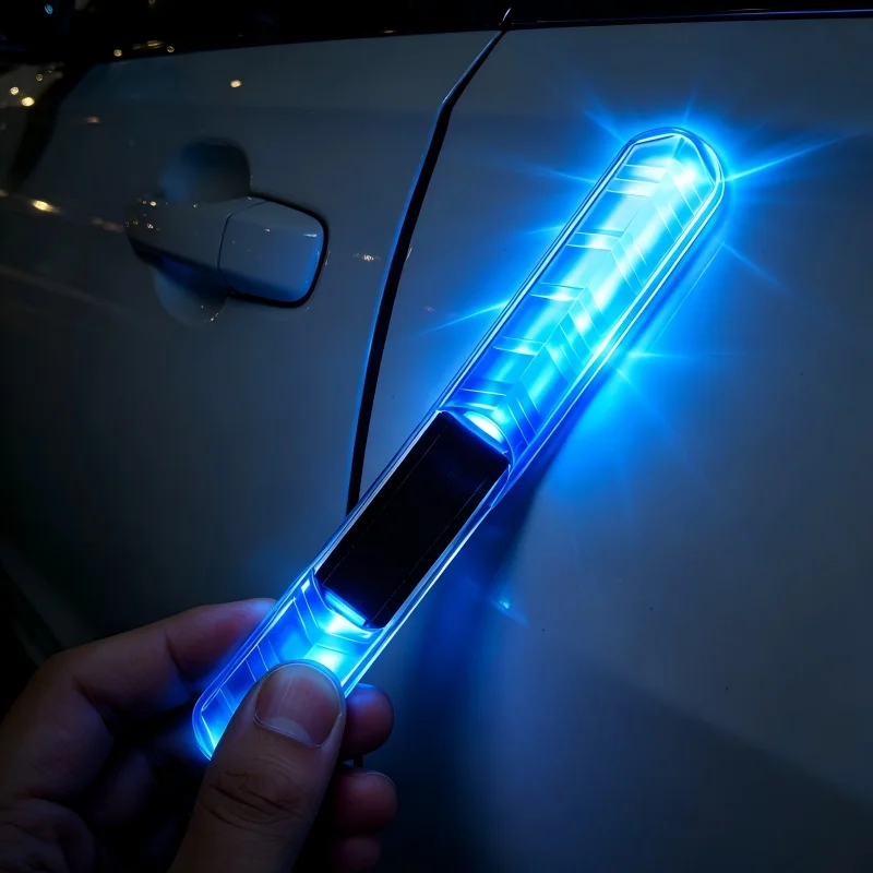 Colorful Car Door Anti-Collision Strip Light with Solar-Powered Flashing Warning for Rear-End Avoidance, Universal Fit