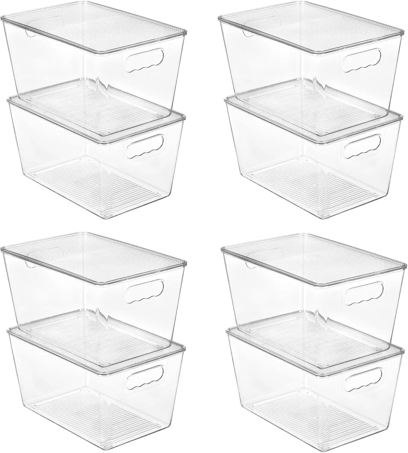 8-Pack Clear Stackable Storage Bins with Lids, Large Plastic Containers for Kitchen Pantry Organization