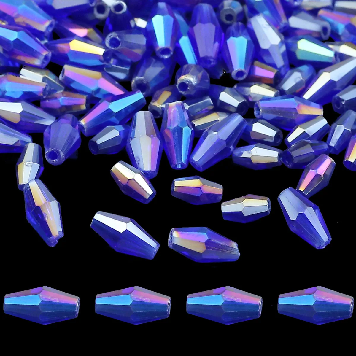 Loose Beads Austrian Crystal Long Bicone Faceted Dark blue AB Color Spacers For Jewelry making DIY Bracelets 100/200pcs 6/8mm