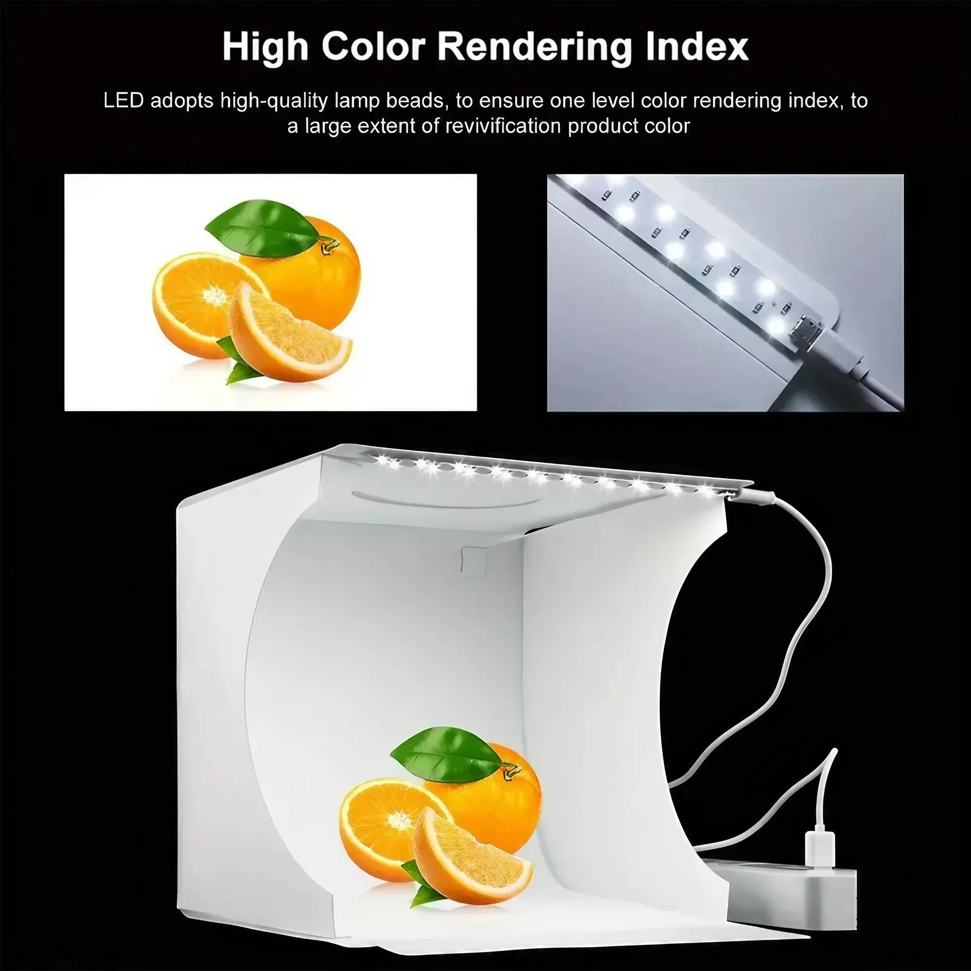 Mini Studio 20CM Portable Foldable Softbox LED Light Box, Lighting for Still Life & Product Photography, 6 Colored Backdrops