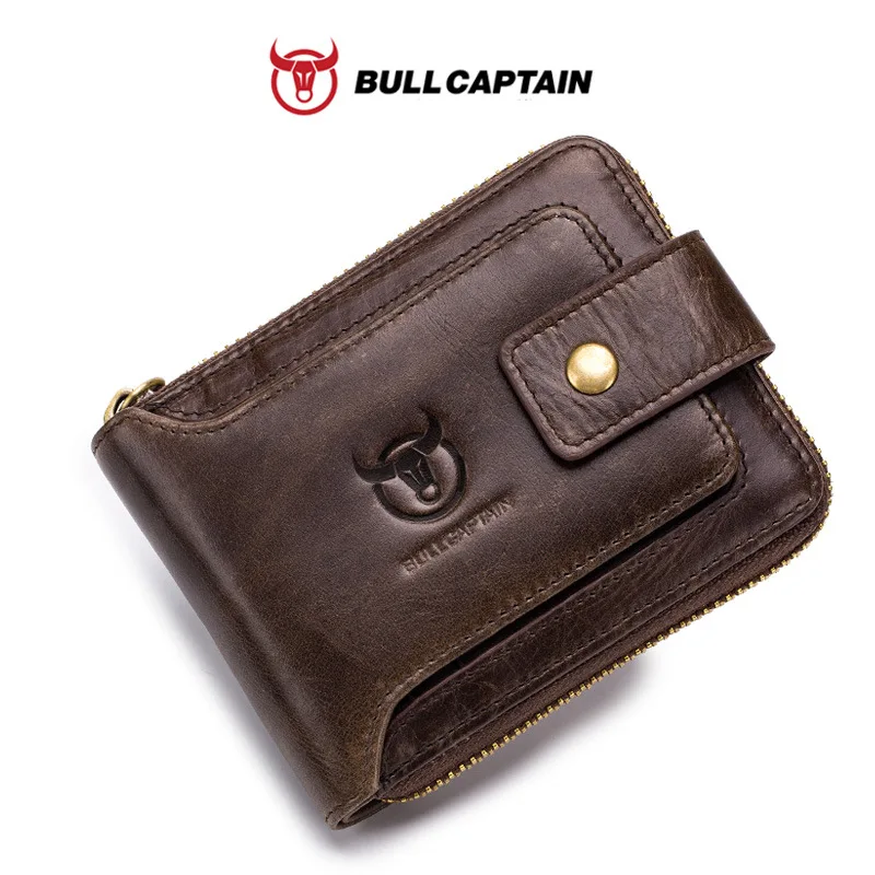 Top layer cowhide zipper wallet, genuine leather driver's license multi-slot thickened anti-theft money wallet gift box