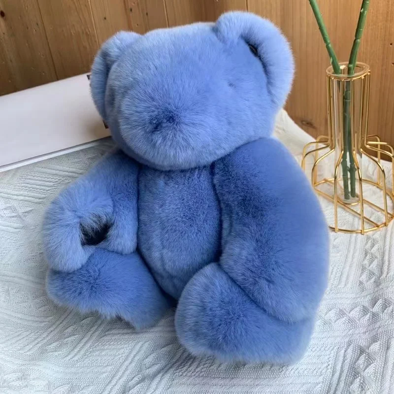 Cute bear plush doll toys for children Rex rabbit fur joint bear limbs rotatable light luxury girl birthday gifts date surprise