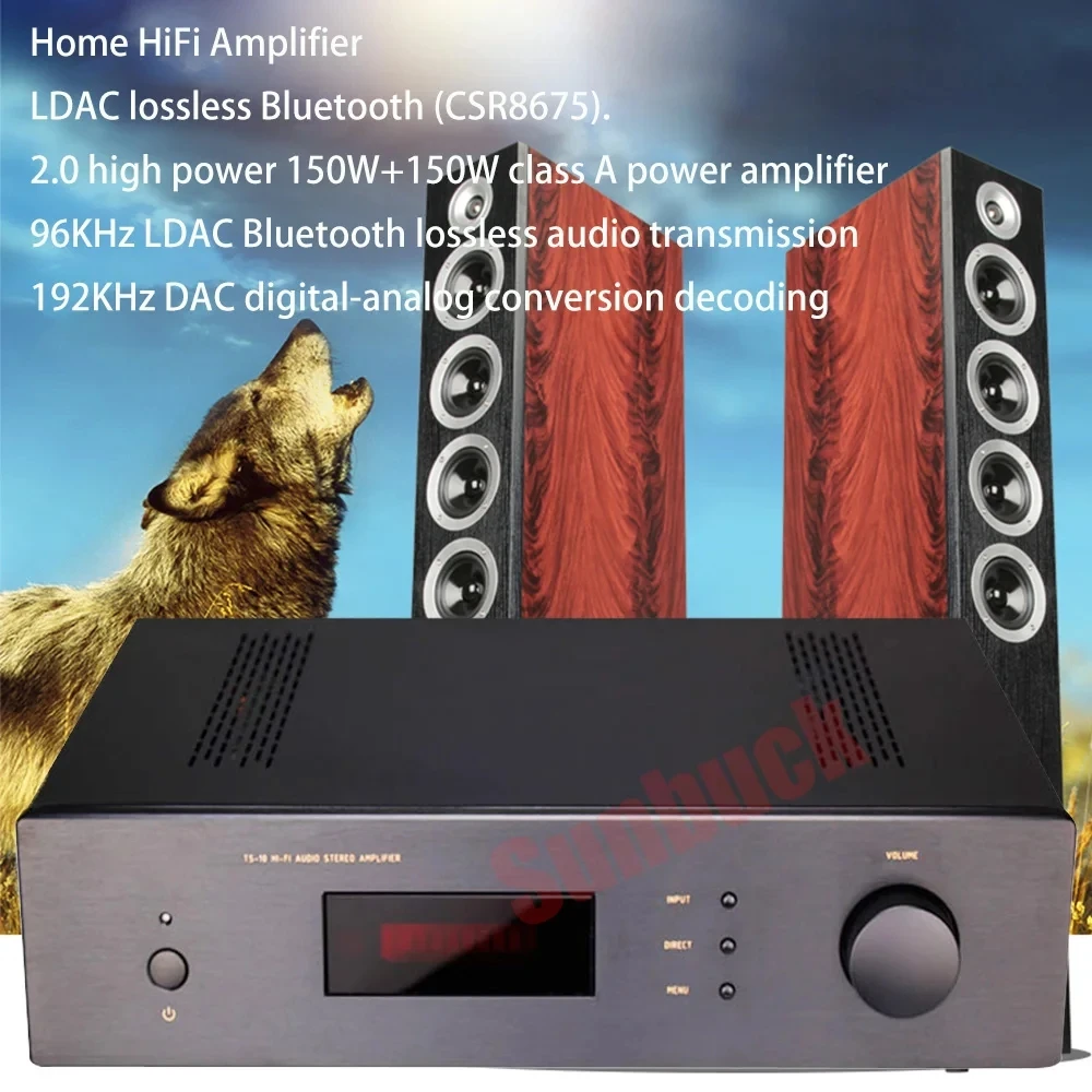 

Sunbuck Fully Symmetrical Differential 5.0 Bluetooth Remote Control 300W High Power HIFI 2.0 Home Class A and B Power Amplifier