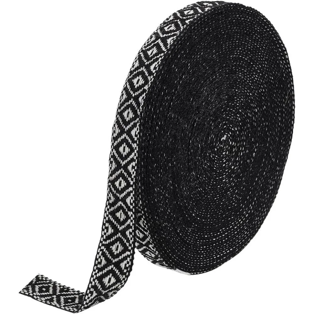 20 Yards 7/8 inch Jacquard Ribbon Trim Vintage Boho Rhombus Embroidery Ribbons for DIY Clothing Hat Bag Sewing Craft