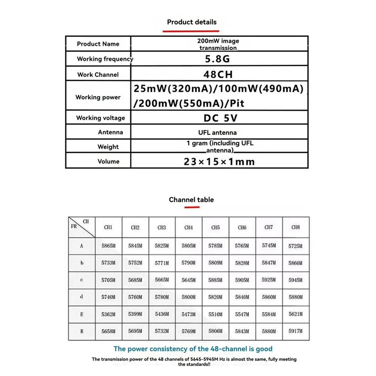 

2025 + 5,8G 200 мВт VTX 48-канальный аналоговый видеопередатчик с регулируемой мощностью VTX для FPV RC Drone