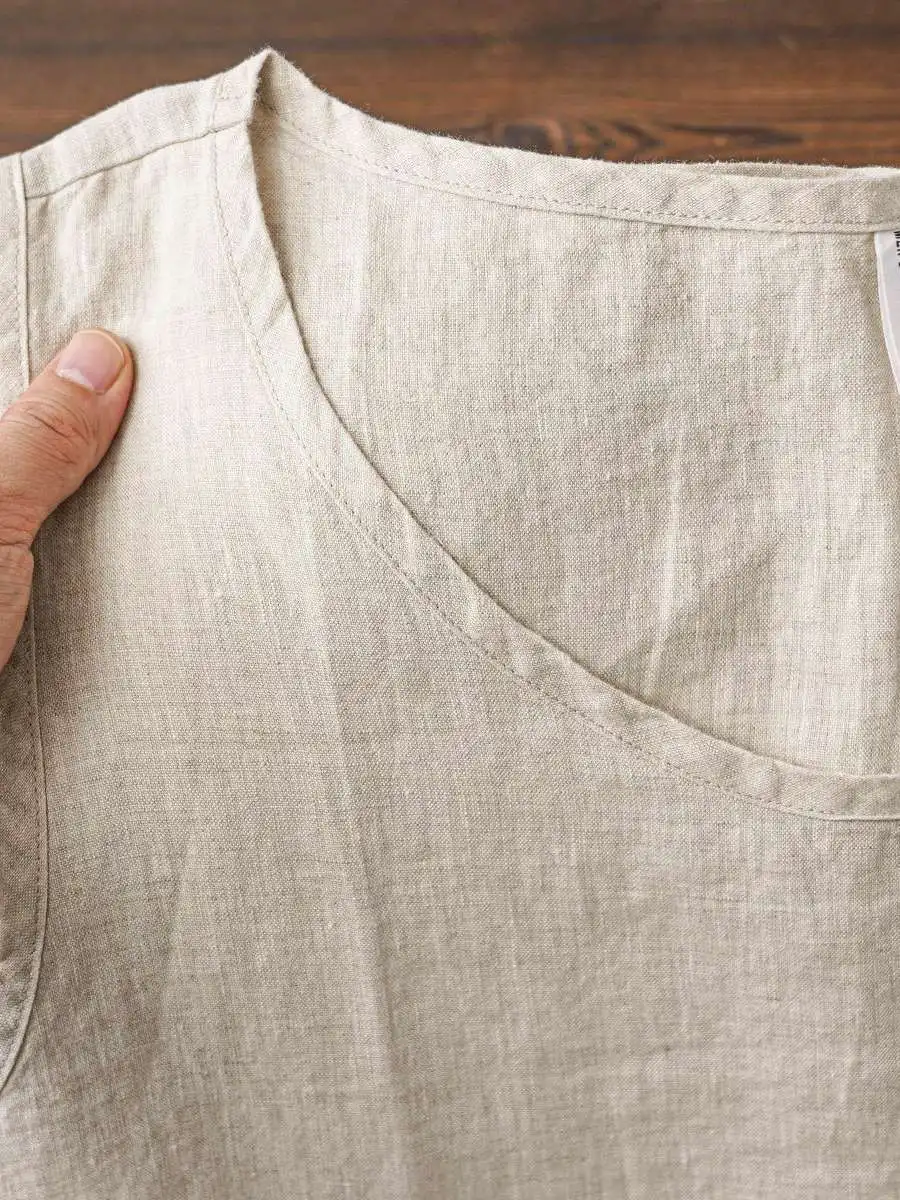 

Легкий дышащий жилет цвета хаки из чистого льна Svel Sweat ng, цвет, простая крутая летняя мужская майка