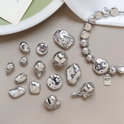 6pcs Color-retaining White K Plating Irregular Polyfaceted Resin Bean Straight Hole Beads DIY Jewelry Necklace Earrings Material