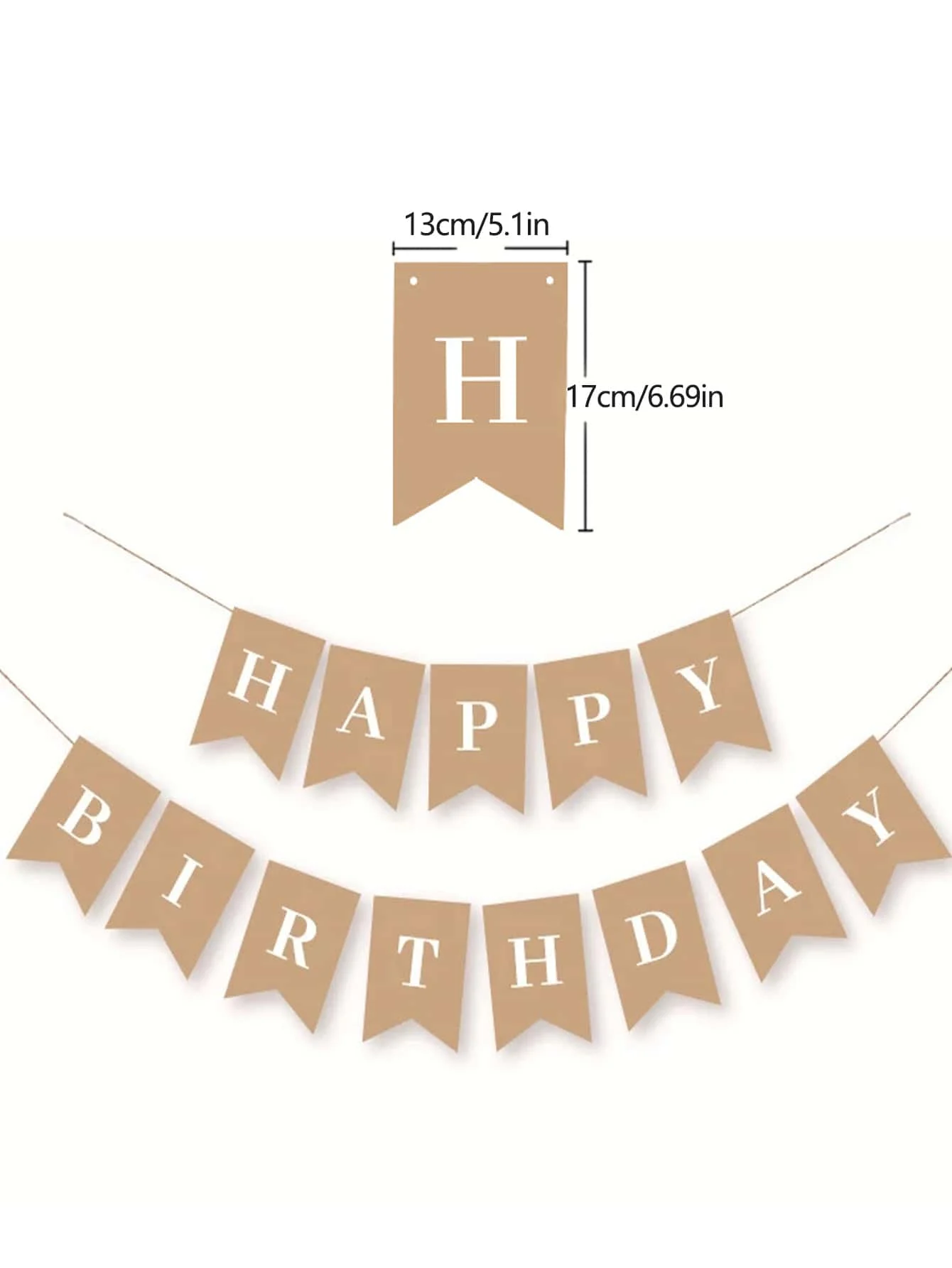 Vintage Kraft Paper Happy Birthday Banner, Swallowtail Flag Bunting Garland, Children First Birthday Party Background Wall Decor