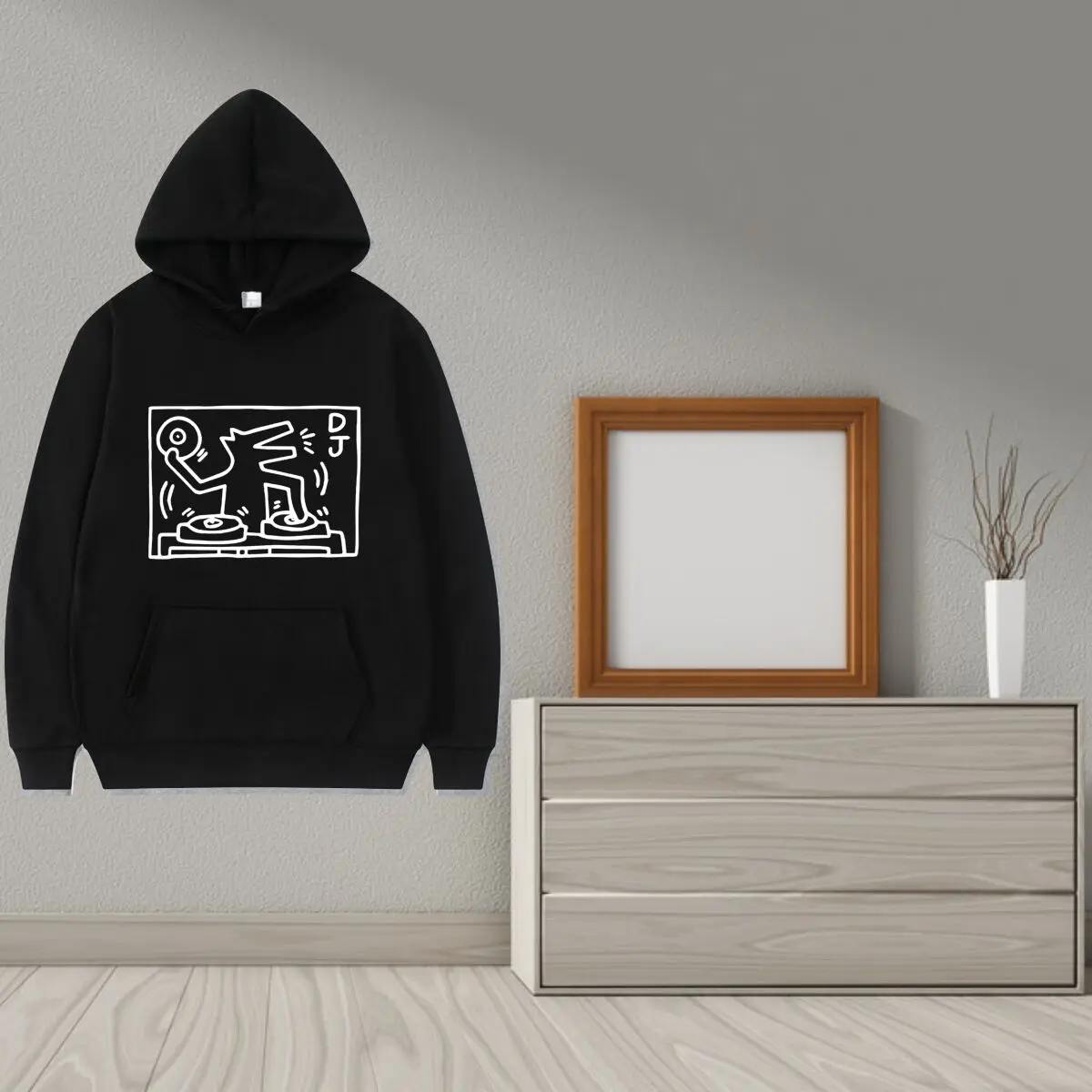 DJ Keith Haring Pop Art مطبوعة مقنعين بالإضافة إلى حجم هوديي الرجال النساء بلوزات مريحة #1