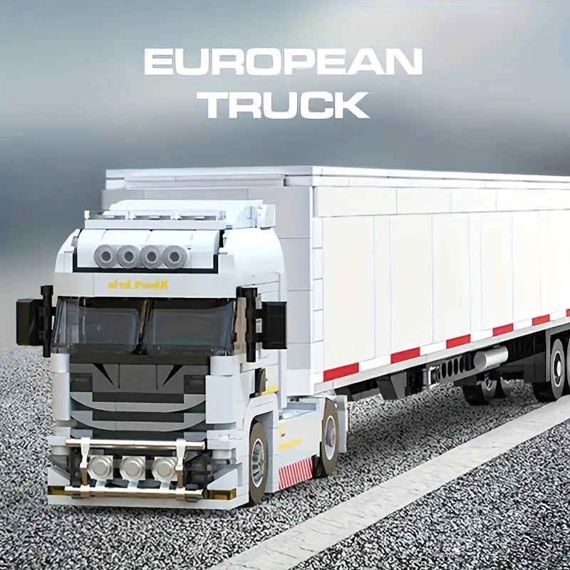 

700＋pcs 2in1 European Trailer + Boxcar Urban Traffic Logistics Transport Vehicle Building Blocks Set - Truck Trailer Collectible