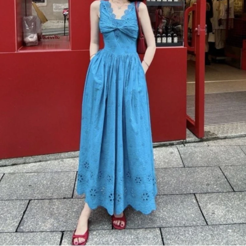 

Lace Hollow Out Vacation Dress for Women, 2026 Summer New Style, Sweet Temperament, High Waist, Slimming Effect