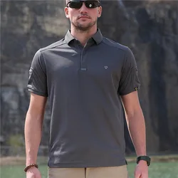 Quick-dry Tactical Polo T-shirts Men New Summer Casual Breathable Wear-resistant Military Commuter Training Elasticity Mens Tops