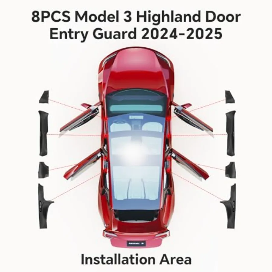 8PCS 2025 Model 3 Highland Sill Protector s Anti-Kick Full Protect Interior Accories Carbon Fiber Cover 2024-2025