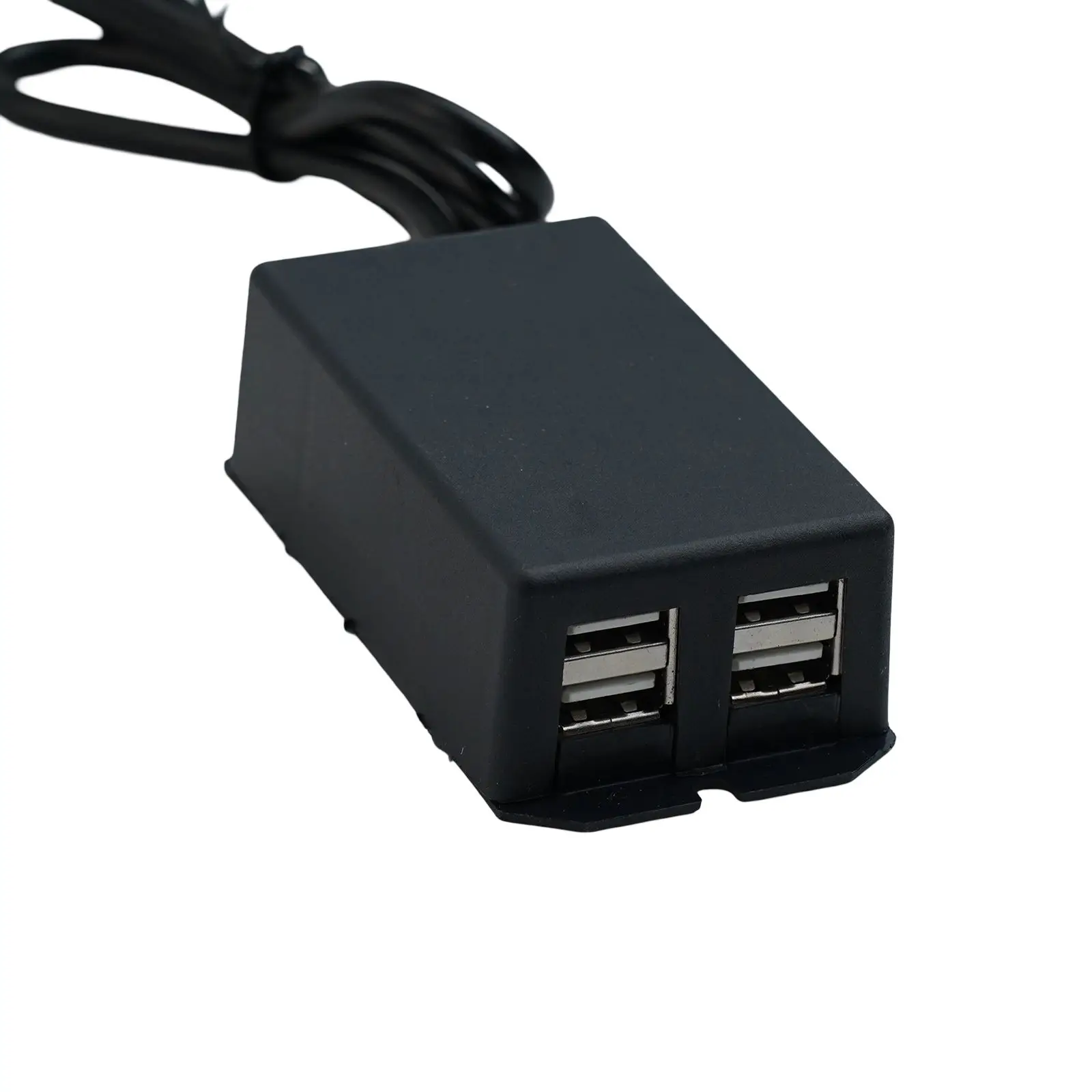 DC to USB Car Charger Adapter 4 USB Ports 8 30V Input 5V 3A Output with Battery Clamps for Mobile and Digital Devices