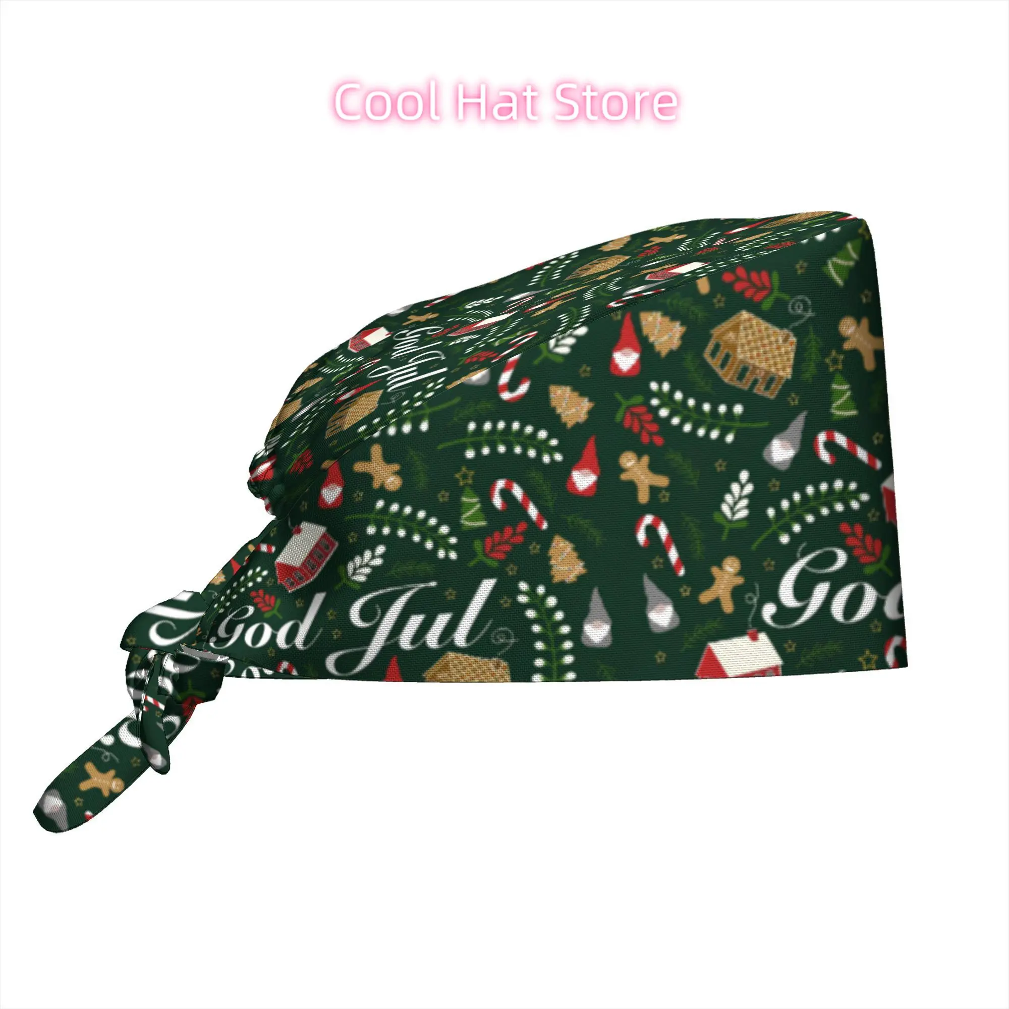 1pc Adjustable Elastic Tie-Back Scrub Cap with The Winter I Turned Pretty & Good Tidings Print - Unisex -Grade Style Winter Hat