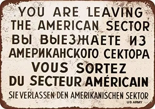 1962 Checkpoint Charlie Berlin Wall Vintage Look Reproduction Metal Tin Sign -aluminum