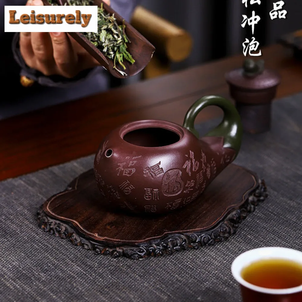 280ml Yixing Authentic Purple Clay Teapot Famous Artists Handmade Eggplant Tea Pot Customized Kettle Chinese Zisha Tea Teaware
