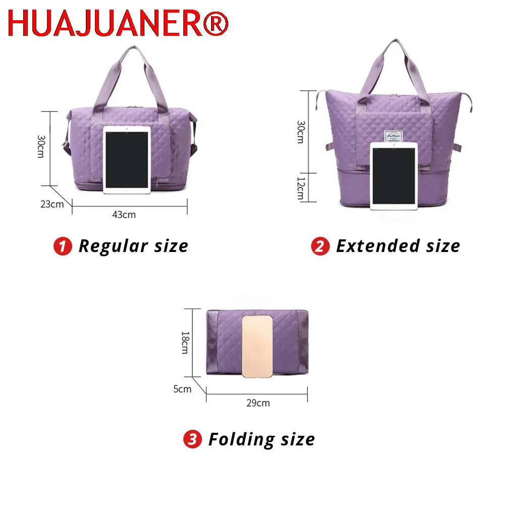 Foldable Travel Bag Wet Dry Separation Waterproof Handbag Large Capacity Solid Tote Bag Women Gym Yoga Shoulder Bags