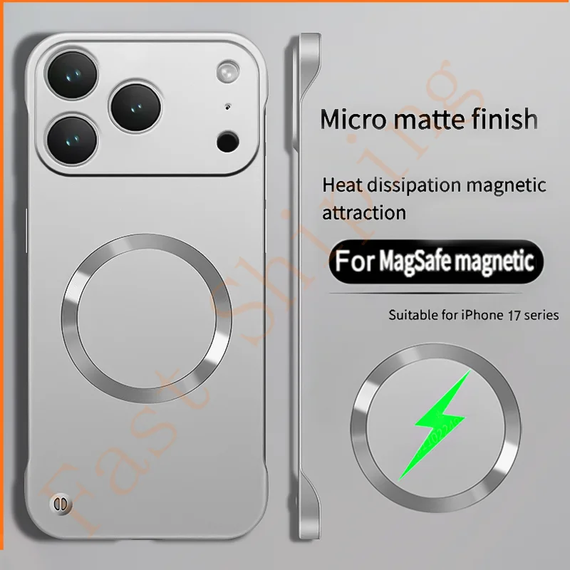 

Ultra Thin PC Frameless Magnetic Cases For iPhone 17 Pro Max 14 15 Plus Air 11 12 13 16 Pro For Magsafe Metal Matte Phone Cover