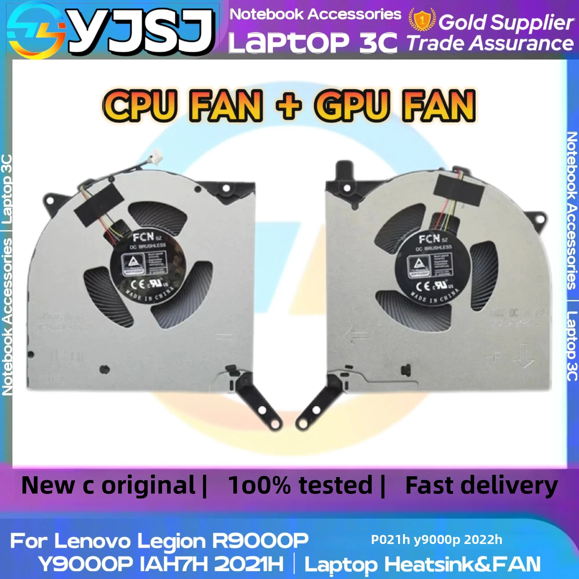 New Laptop CPU GPU Cooling Fan For Lenovo Y9000P R9000P 2021/2022/2023 Year Legion Pro 5 16IRX8 16ARX8 16IRX8 16ARH7H 16IAH7H
