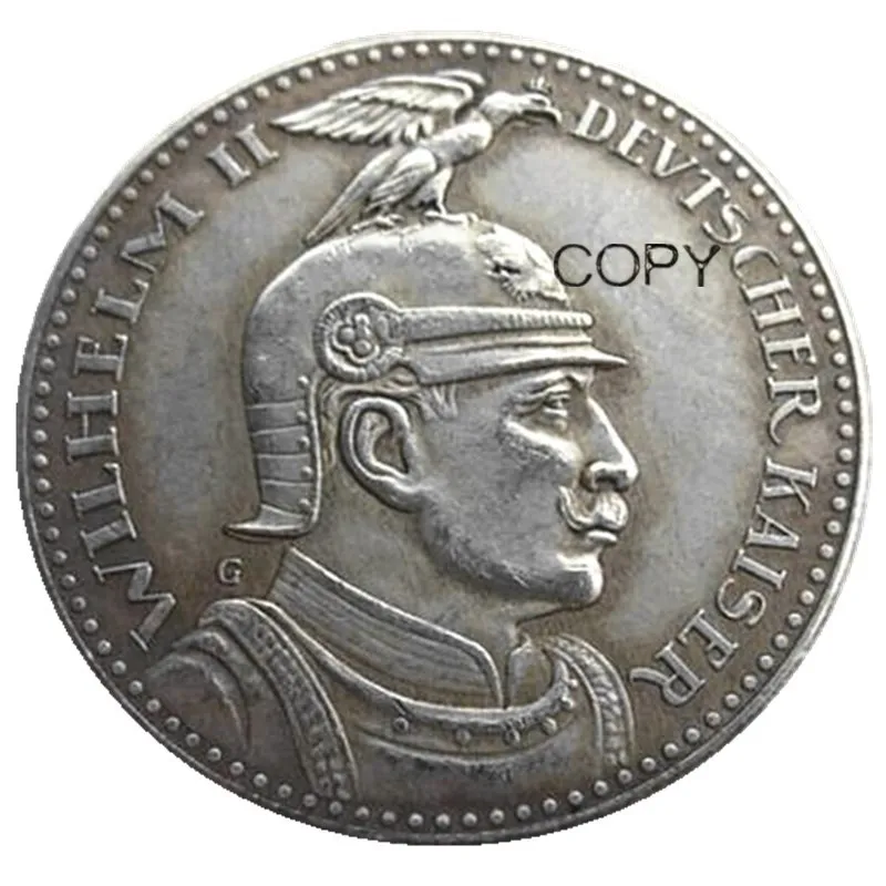 PRUSSIA (German S.) 5 Mark 1913 Proof - Bronze - PATTERN - Wilhelm II Silver Plated Copy Coin