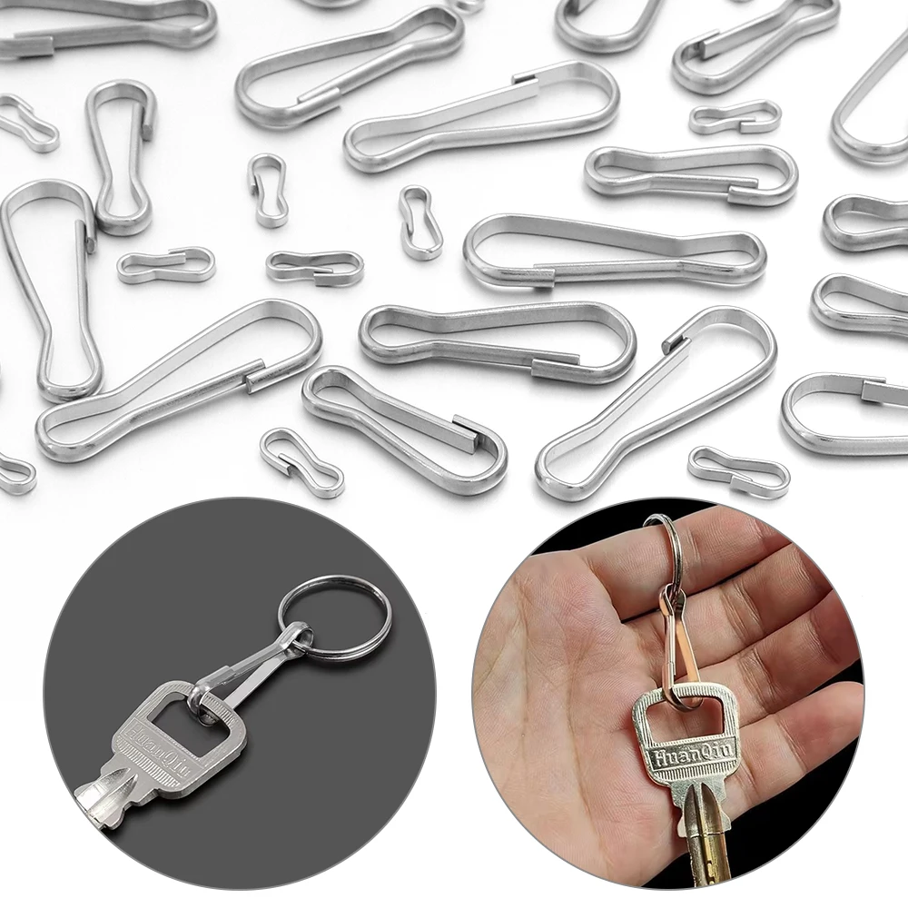 50pcs/lot Stainless Steel Spring Snap Hook Clips keychain Connectors for Key Chain Jewelry Making DIY Hardware Accessories