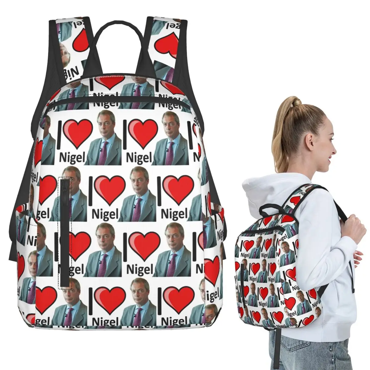 

Fantastic I Love Nigel Farage Design Backpack Student BookBag Kids School Bag Computer Shoulder Bags Men Women