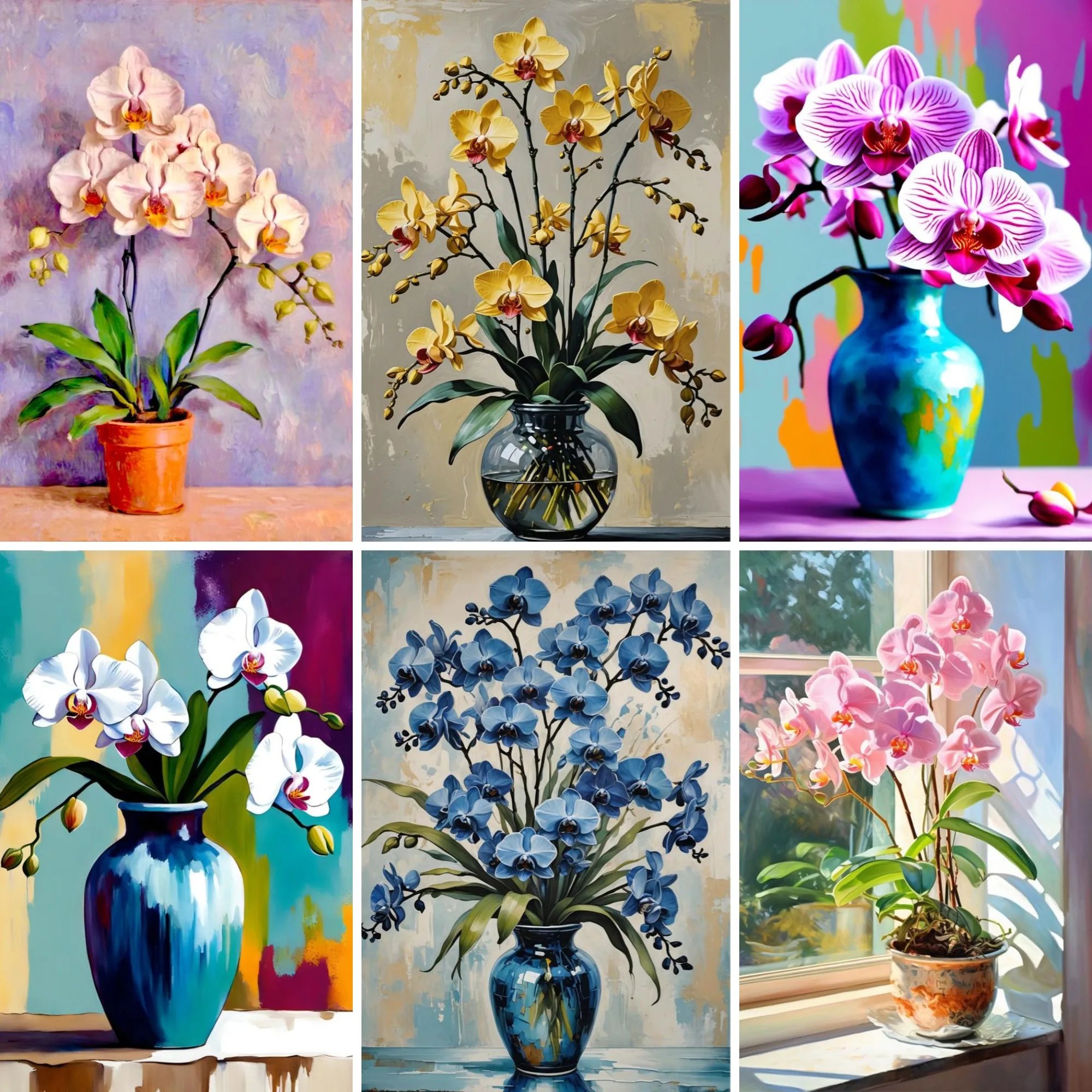 

DIY Diamond Painting Tropical Floral Colorful Orchid Exotic Plants Mosaic Picture Rhinestones Embroidery Cross Stitch Decor
