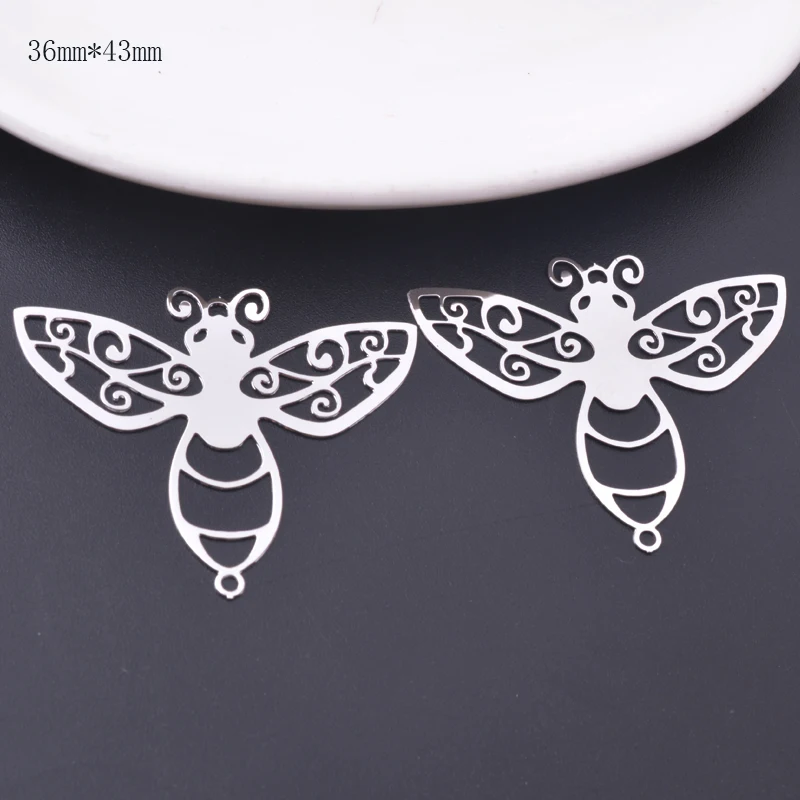 10 Stück 36*43mm Messing Anima Bienen-Verbindungsanhänger Rhodium-beschichtet Anhänger DIY Schmuck Zubehör – Detail 1