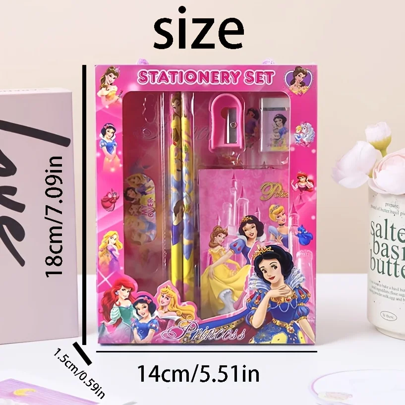 6pcs Disney Snow White stationery set, cartoon portable stationery gift box, school supplies for primary school students