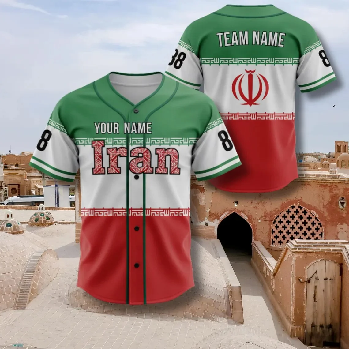 Custom Iran Baseball Jersey with Name Number, Personalized Team Gift Unisex Shirt Men For Women Fans