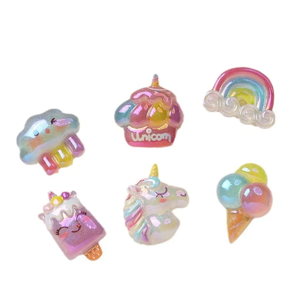 10pcs Kawaii Resin Flatback Mini Rainbow Cloudy Slime Charms Cabochons Embellishments for DIY Ornament Crafts Home Decorations