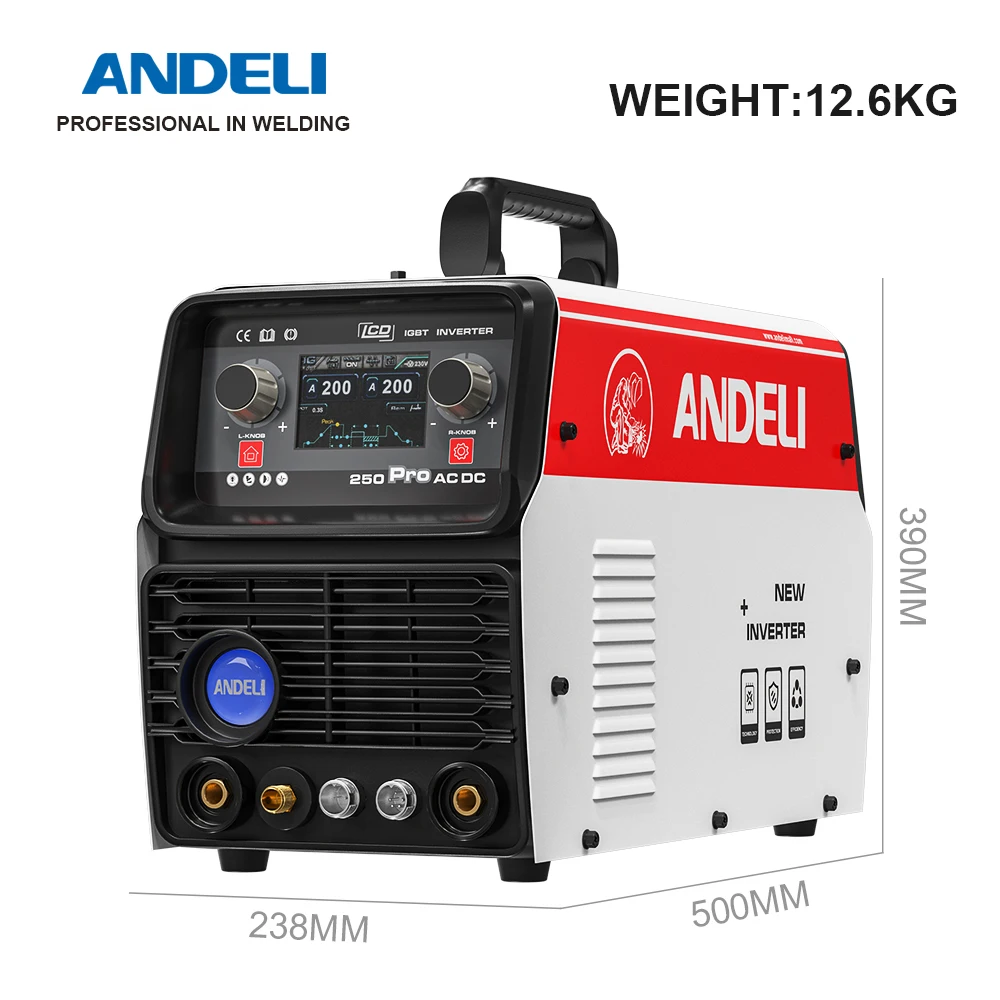 ANDELI 220V AC/DC TIG Welding Machine TIG/Pulse/MMA/Cold Aluminum Welders LCD HF Inverter Argon Welder