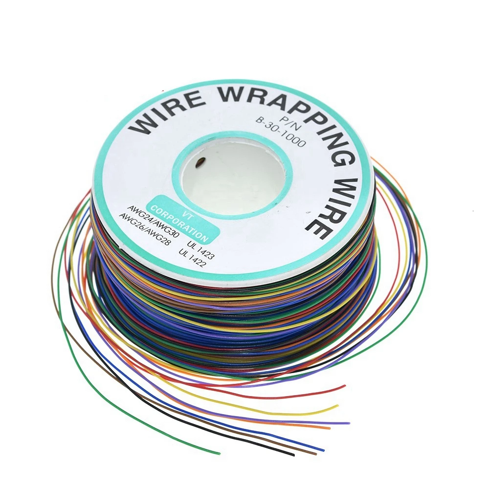 TZT Wrapping Wire 8 30AWG Insulation Wire B-30-1000 UL1423 0.25mm Tinned Copper Solid PVC Cable Breadboard Jumper Wire Connector