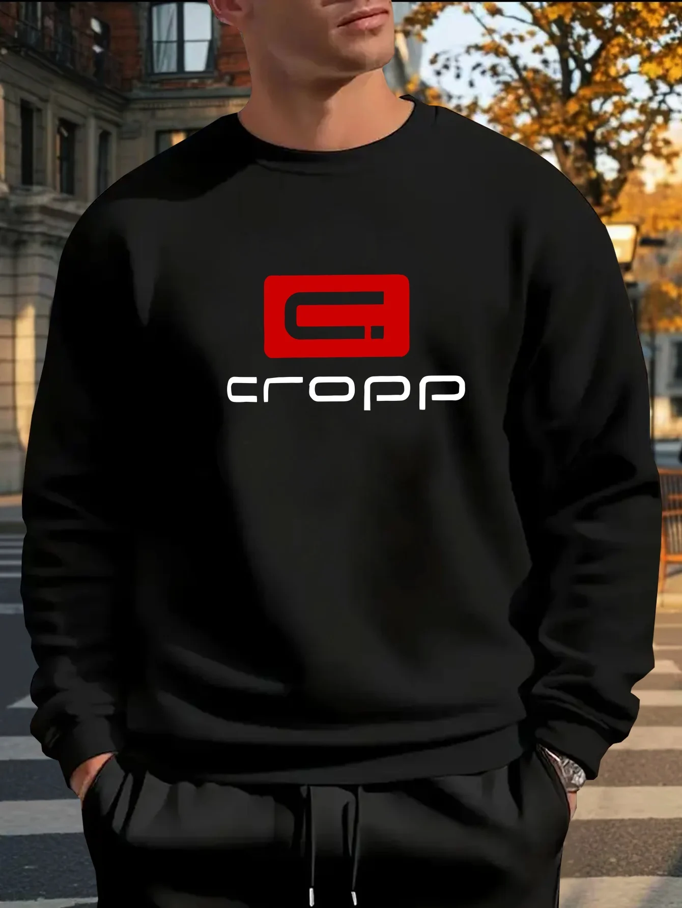 بلوزة برقبة دائرية مطبوعة على الموضة للرجال، تصميم بسيط ومتعدد الاستخدامات، ألياف بوليستر مريحة وقابلة للتنفس #1