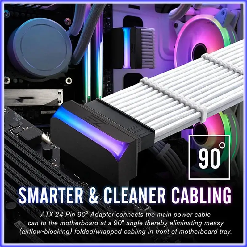 

Highly Recommended-1Set 5V Synchronized 24 Pin Turn Header Computer Motherboard 24P To 90° Connector Turn Alignment Adapter ABS