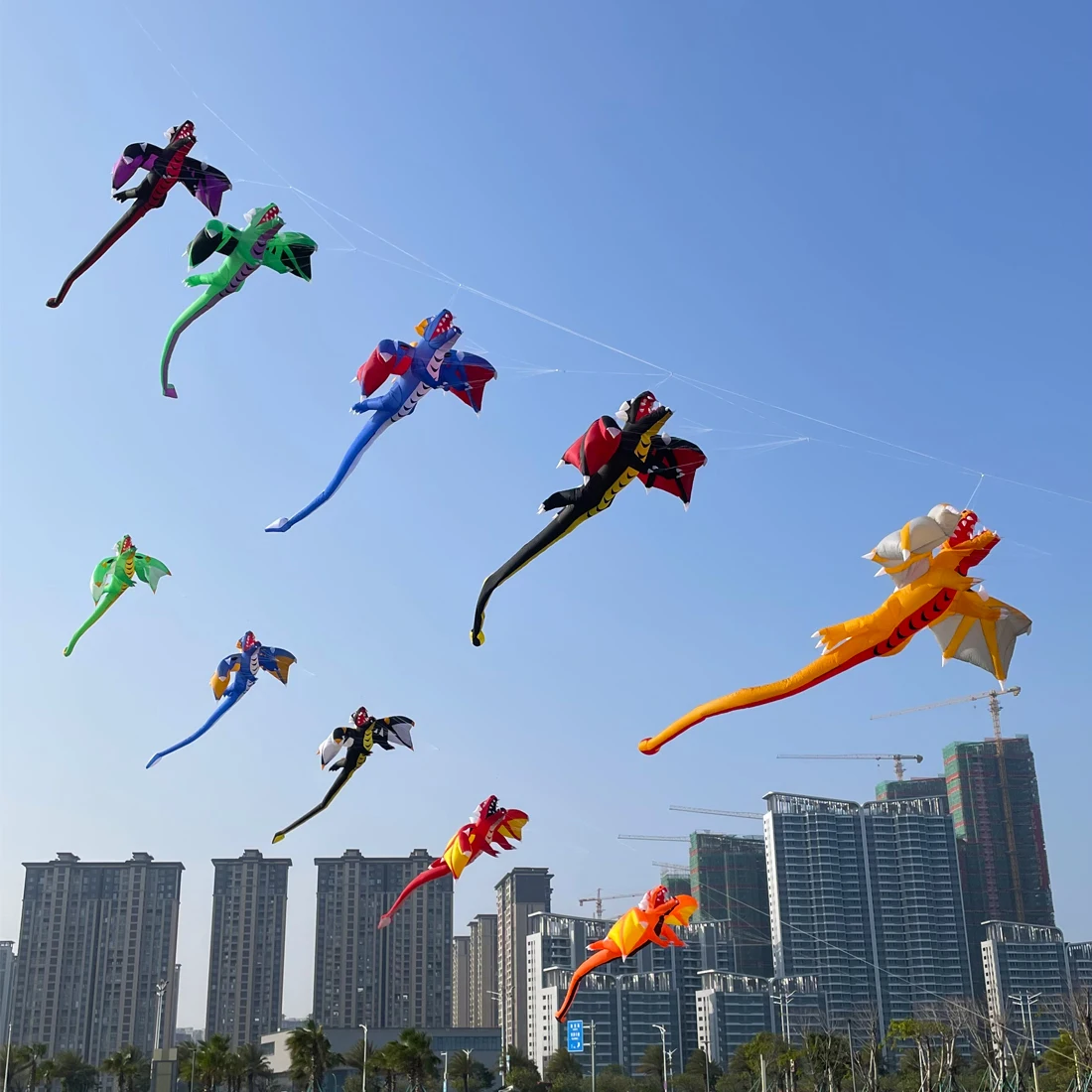 9KM Giant 13.5m Dragon Kite Line Laundry Kite Soft Inflatable 30D Ripstop Nylon with Bag for Kite Festival (Accept wholesale)