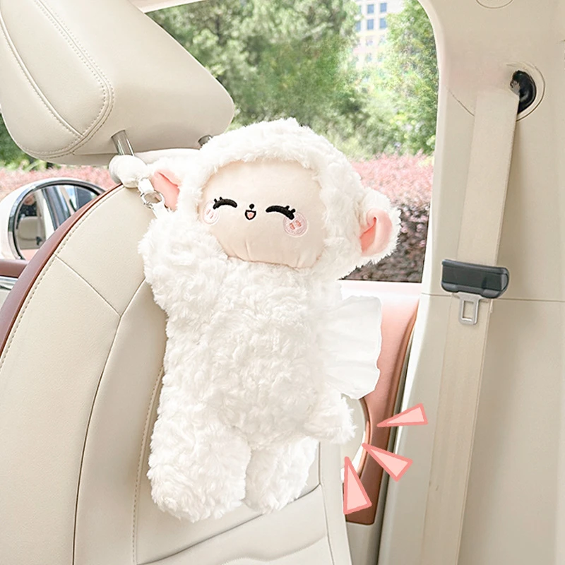 1pc Universal Car Tissue Hanger Doll Cute Creative Hanging Tissue Holder Plush Vehicle Tissue Case  Paper Box