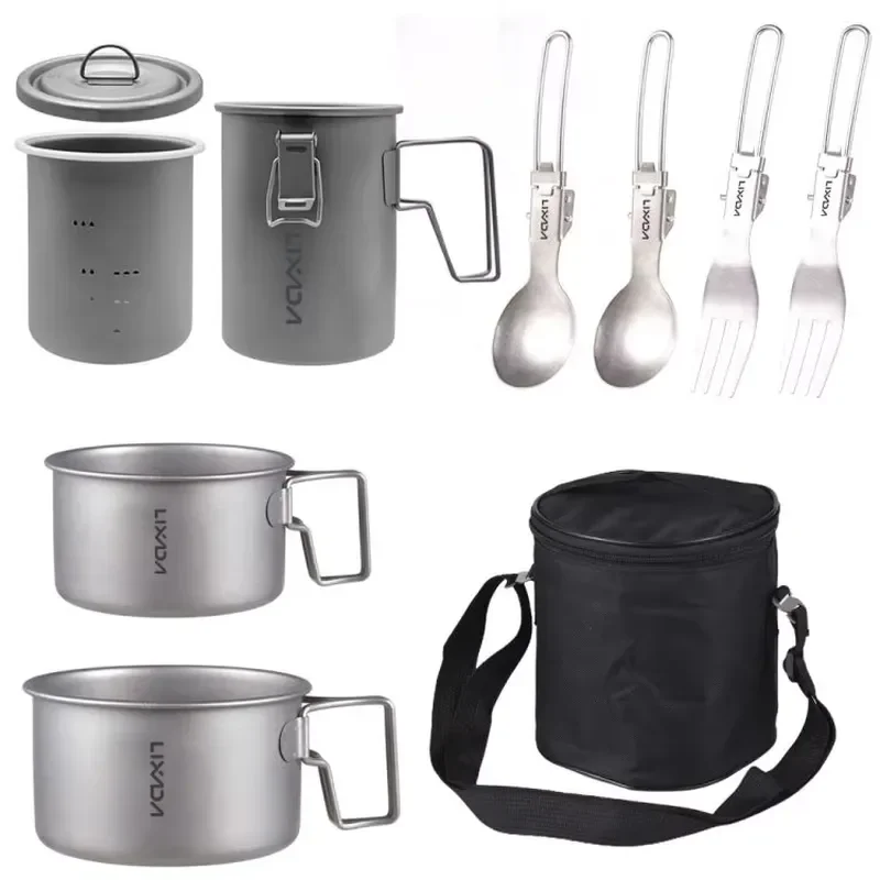 Outdoor Camping Multifunctional Rice Cooker Set Travel Picnic Ti Cooking Pot for Camping Hiking